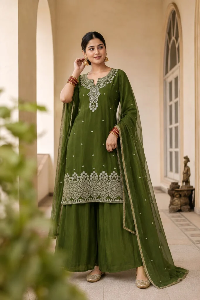 Gold Embroidered Palazzo